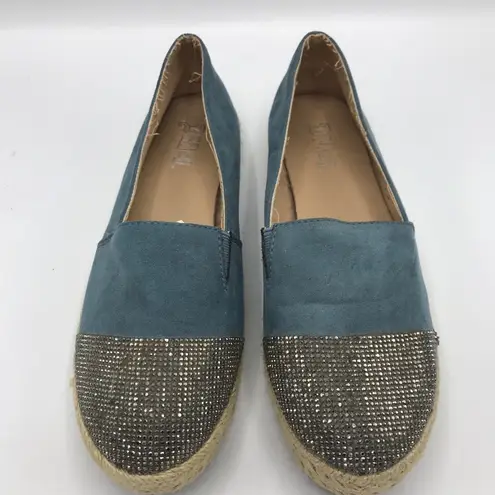 Brash Blue Sequin Espadrille Platform Flats  7