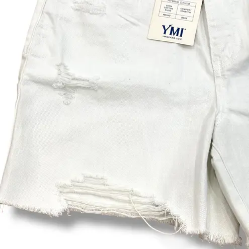 Ymi NWT Size 28 (7) High Rise Dream Fit Distressed White Denim Shorts
