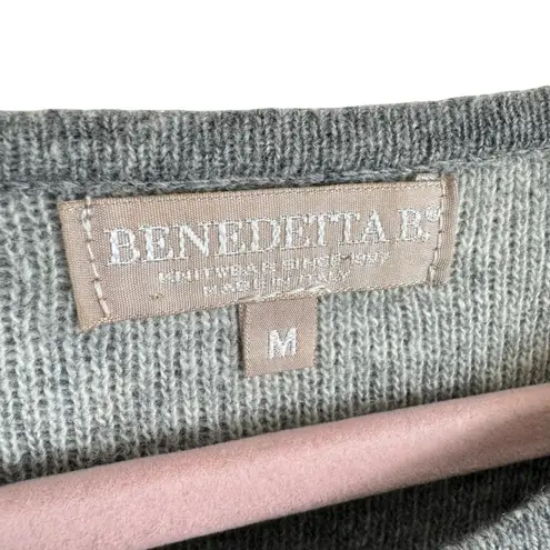 Benedetta B Gray Striped Merino Wool Cashmere Blend Pullover Sweater Size M Size M