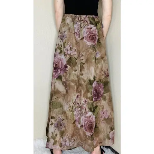 Dress Barn Vintage Y2K  Tan & Purple Floral Fairy Maxi Skirt