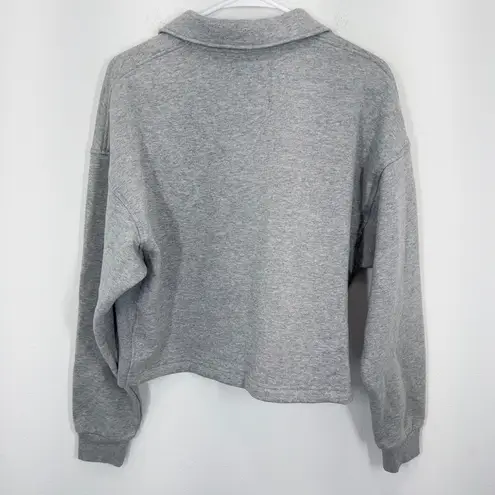MPG Sport Grey Collared Pullover Sweatshirt Cropped Boxy Athleisure Size Medium - Image 10