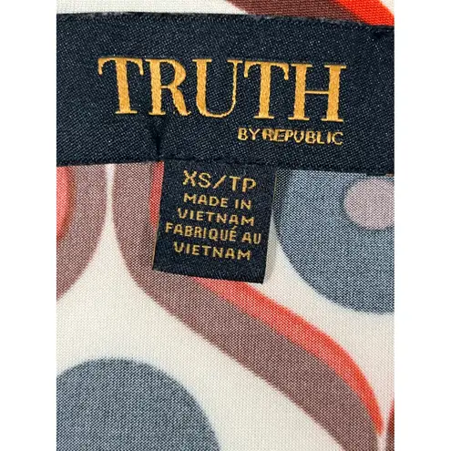 TRUTH BY REPUBLIC Womens Retro Geometric 70's Vibe Print Button Up Shirt Top XS Black Size undefined - Image 7