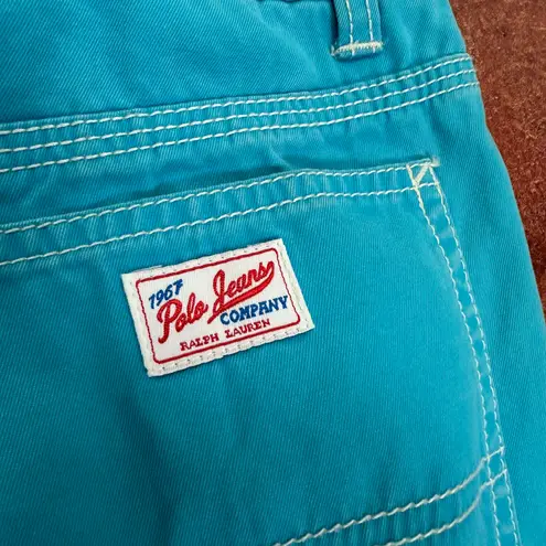 Vintage Ralph Lauren Polo Aqua Blue Contrast Stitch Flare Jeans Size 6