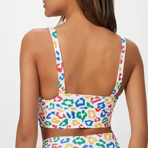 Beach Riot M Leah Sports Bra Top Primary Leopard Workout Gym Crop Yoga Ribbed