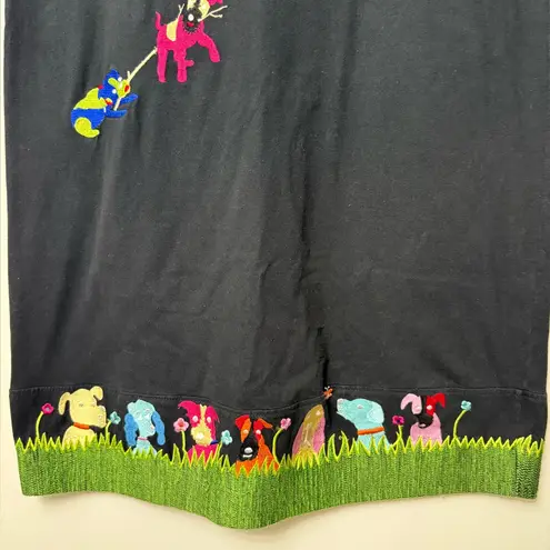 Michael Simon black dog embroidered sleeveless midi dress. M Size M