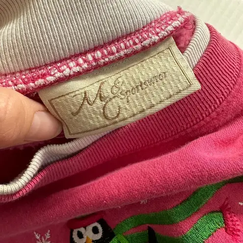 Vintage Christmas Winter Penguin Grannycore Double Crewneck Pink Sweatshirt Pink Size L