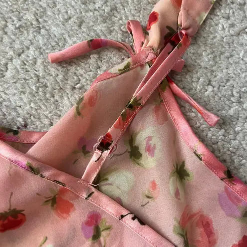 Morgan Taylor Pink floral sheer slip dress / nightie / chemise, coquette girly cottage