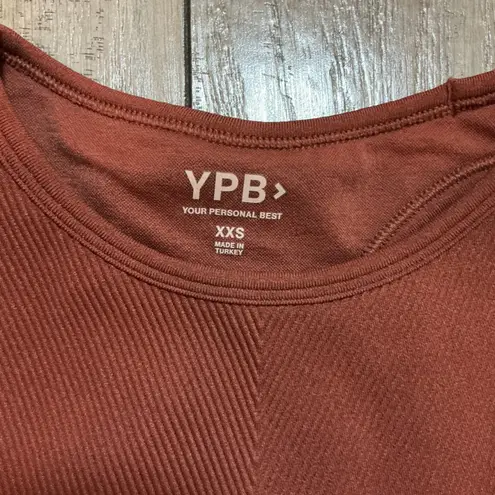 YPB Your Personal Best XXS Rust Ribbed Racerback Tank Top Athletic Activewear Brown
