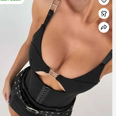 Outcast Size S Dominate Cutout Corset Bodysuit Black Sexy Going Out Baddie NWT