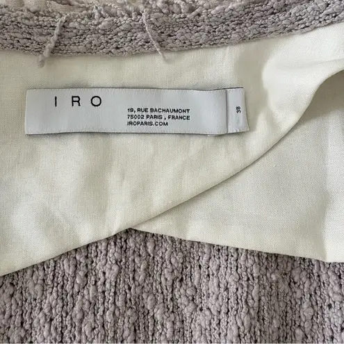 IRO Shavani Jacket Blazer Women’s 38 Tweed Gray Open Front Fringe