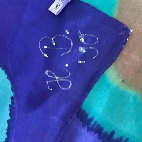 Vintage 1990 Vibrant Multicolor Large Silk Square Scarf Purple