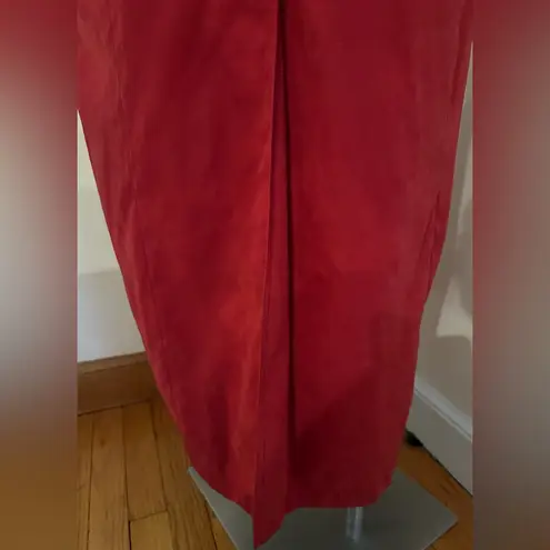 London Fog Red Double Breast Trench Coat. Black Velvet Accents With Tie. Sz 12