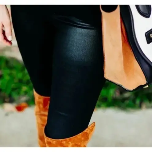 Goldsign Zebra Black Coated Skinny Leggings Jegging Size 27