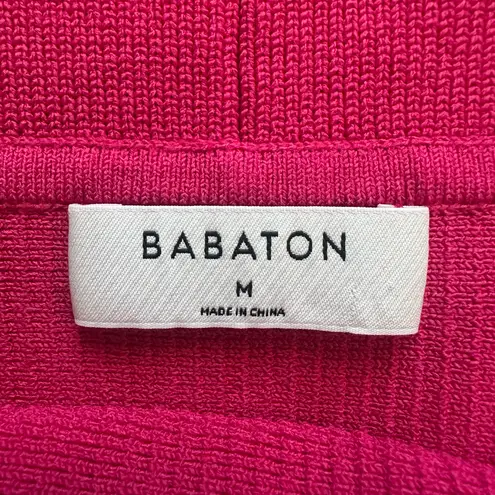Babaton Aritzia Top Sculpt Knit Off-Shoulder Ribbed Cropped Pink Sz M
