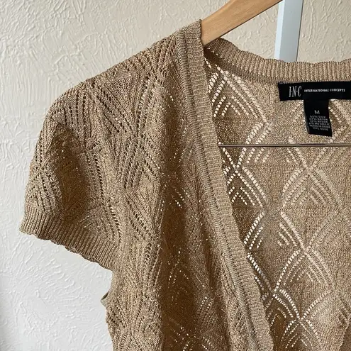 INC beautiful gold metallic crop shrug top Size M