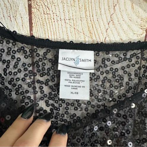 Jaclyn Smith NWT Sequin Sheer Business Casual Blouse Black