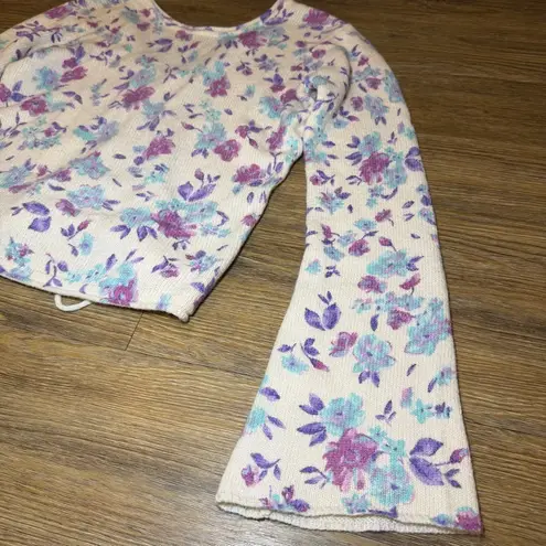 Saltwater Luxe Purple and Blue Vittoria Floral Sweater Medium