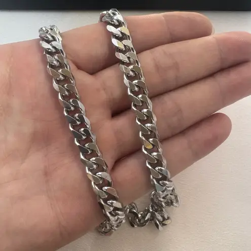 Link Chain Necklace for Men Women Streetwear Punk Hip Hop Unisex Style Silver