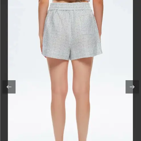 adL For Art Linen Shorts High Waisted Striped Gray Medium Coastal Chic Minimal