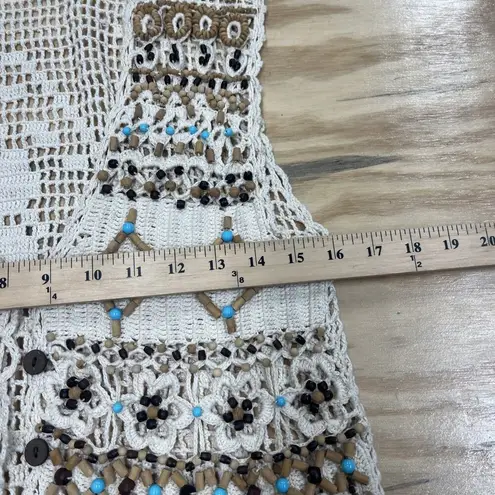 Kenar Vtg Ann Tjian For Open Knit Crochet Vest Medium Petite Boho Festival