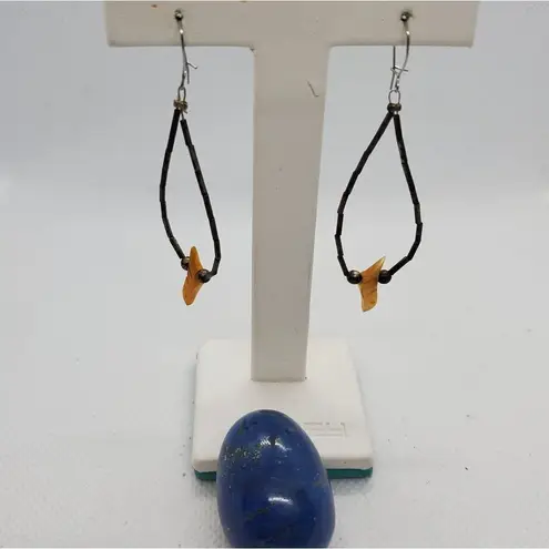 Vintage Native American Bird Fetish Earrings Gray