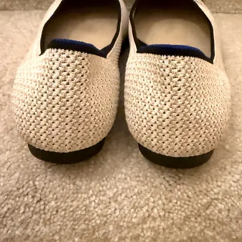 Rothy’s Ballet Flats Bow Detail Cream & Black CapToe Designer Classic Size 7.5