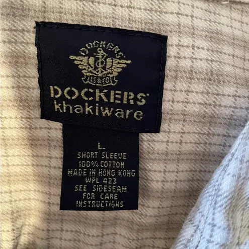 Dockers  Khakiwear Vintage 90s Gray Plaid Denim Cotton Cropped Button Up Top