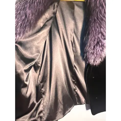 Sheared Mink and Farmed Fox Real Fur Coat Jacket Lush Luxury Purple Black Size 8