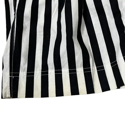 Bermuda vintage black white striped high waisted pleated front  trouser shorts