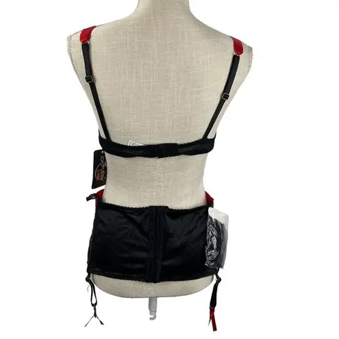 NEW Lover's Lane Lace Garterbelt Set Black Red Lingerie Size L Stockings NWT Size L