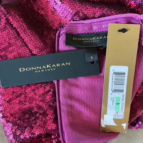 Donna Karan Sequined Sleeveless Midi Sheath Colorful Pink Size 8 Sleeveless