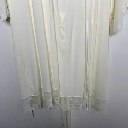Eberjay Eberjey Rosalia Tencel Modal Ivory Robe Lace Tie Womens Small