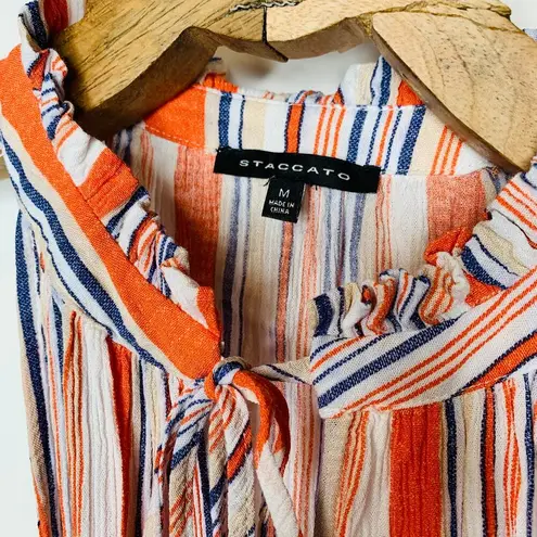 Staccato Gauze Striped Sleeveless Blouse High Neck Sz Medium