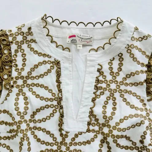 Maison Common Embroidered Linen Eyelet Cream Sleeveless Top Size 40 Beach Yacht Tan Size M