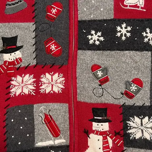 Croft & Barrow Vintage  Ugly Christmas Sweater Patchwork XL Embroidery Snowman‎