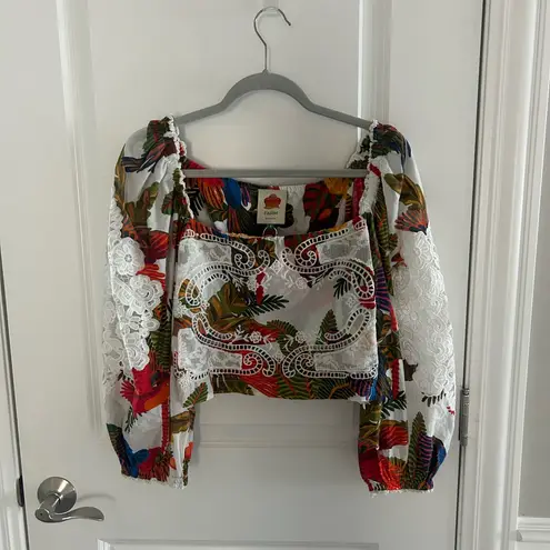 Farm Rio Off White Blouse Forest Birds