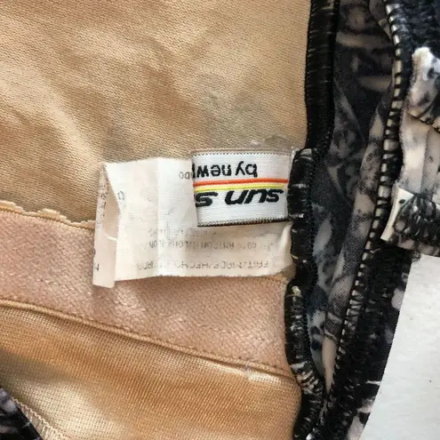 Newport News Sunstreak Vintage One Piece Swimsuit Keyhole Back Geometric Gray 6