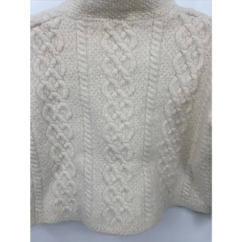 Paul James 100% Wool Cropped Jacket Cardigan Womens Sweater S Ivory Cable Knit *