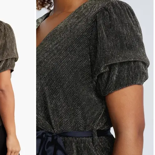 ESTELLE Women's Gold/Black Vega Tie Top Plus Size 3X