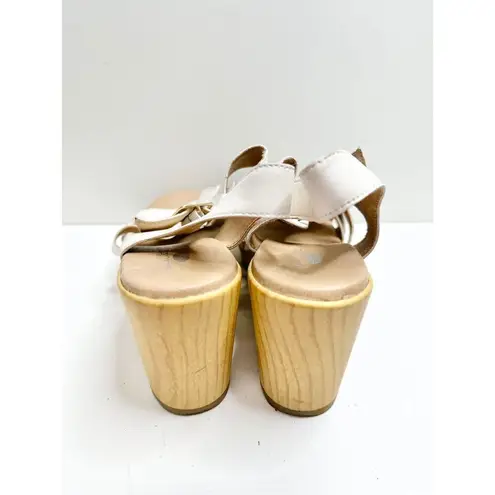 Dr. Scholl’s Sandals Size 9.5 White Leather Open Toe Platform Shoes Buckle