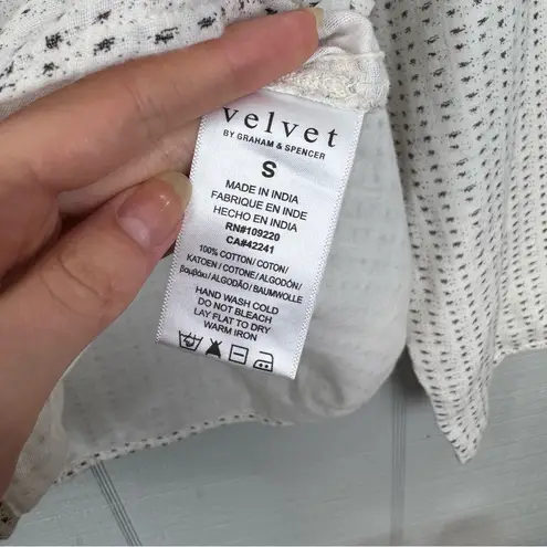 Velvet by Graham & Spencer Cornelia Double Face Cotton Tunic Top White Black Dot