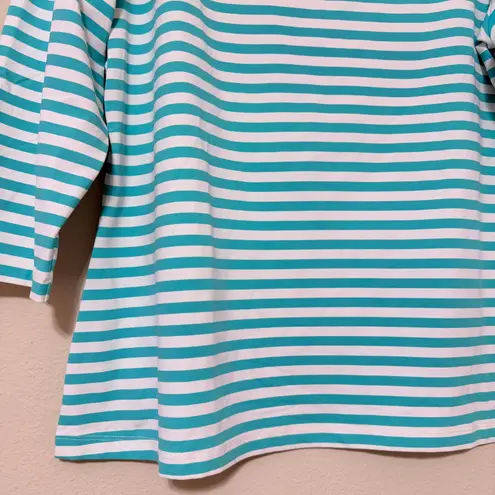 J. McLaughlin Wavesong Striped Boat Neck Catalina Cloth Top Women XL 3/4 Sleeve