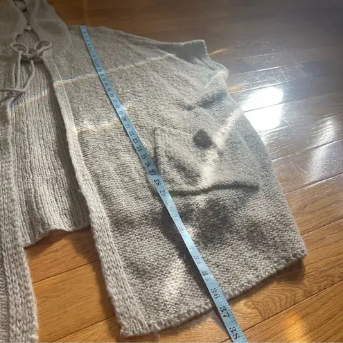 VELVET By Graham & Spencer women's hoodie long open front cardigan wool blend S Tan