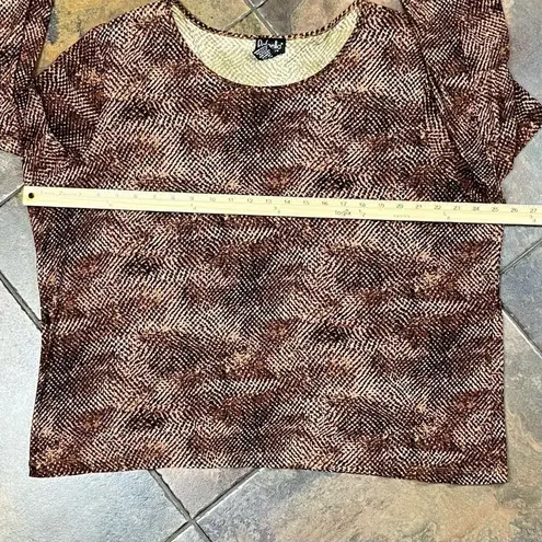 Rafaella Women Brown Snake Skin Blouse 2X