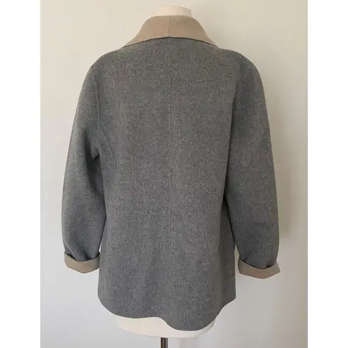 Talbots  Open Front Jacket Two Tone Wool Blend Tan Grey Coat Sz M