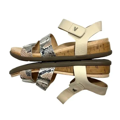 Vionic Colleen Cream Boa Metallic Leather sandals Sz 6