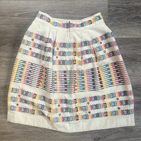 Anthropologie  Multicolor Patterned Skirt Akemi + Kin Beaded Natural Embroidered