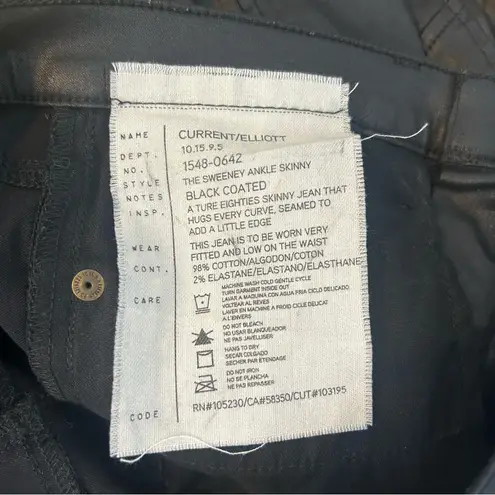 Current/Elliott Current/Elliot Sweeney Ankle Black Coated Faux Leather Skinny Pants/Jeans Size 2