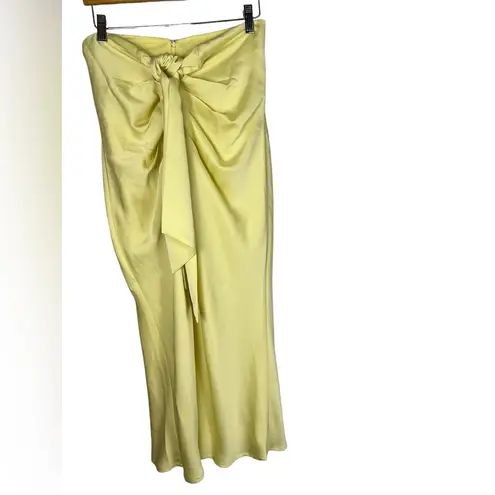 Misha Collection  gathered front chiffon midi skirt yellow, NWT