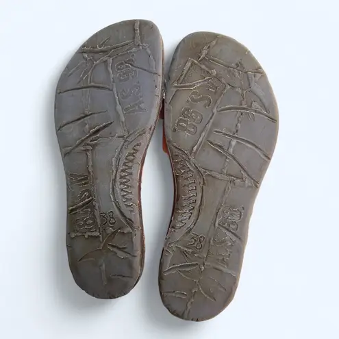 A.S.98 Tavon Leather Slide Sandals Orange Suede Buckle Eur Size 38 Boho Comfort